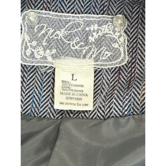 Nick and Mo‎ Jacket Womens Large Gray Multicolor Ruffle Fringe Belted Lined - Picture 4 of 7